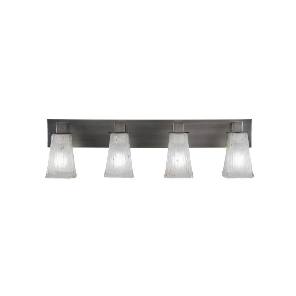 Toltec 584-GP-631 Apollo 4 Light Bath Bar Shown In Graphite Finish With 5" Square Frosted Crystal Glass